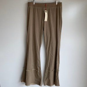 NWT Wearables By XCVI Tan Utility Arrin Pants, Frayed Flared Hem, Size Large
